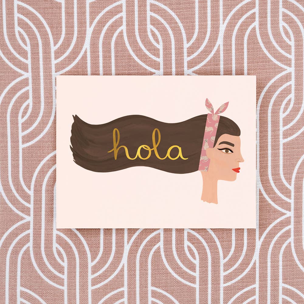 Hola Greeting Card - Gold Foil