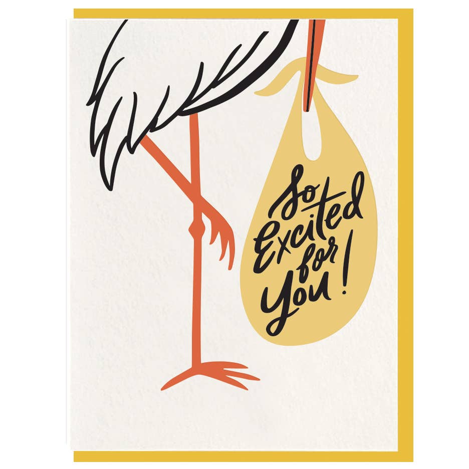 Stork - Letterpress Baby Greeting Card