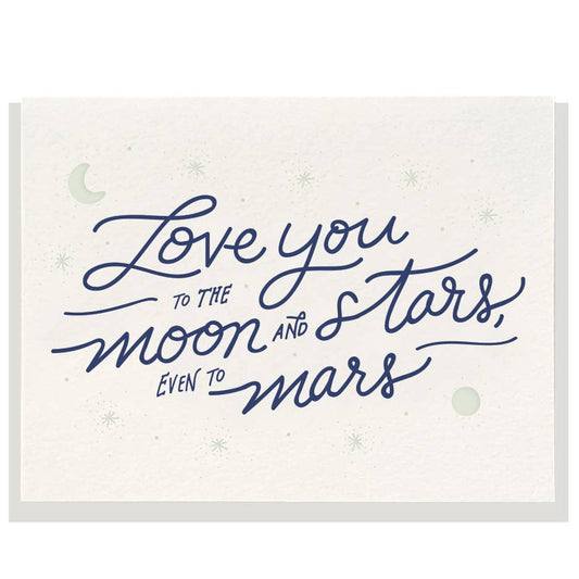 Moon & Stars - Letterpress Love Greeting Card